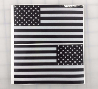 American Flag (Black/White): 5" 3M Reflective Decal Stickers (x2)