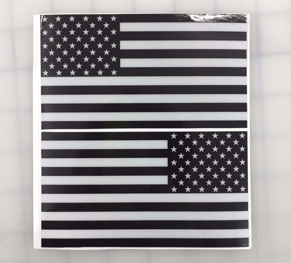American Flag (Black/White): 5" 3M Reflective Decal Stickers (x2)
