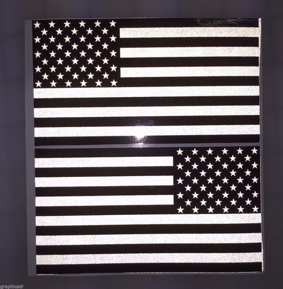American Flag (Black/White): 5" 3M Reflective Decal Stickers (x2)