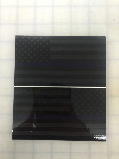 American Flag (Thin Blue Line): 5" 3M Reflective Decal Stickers (x2)
