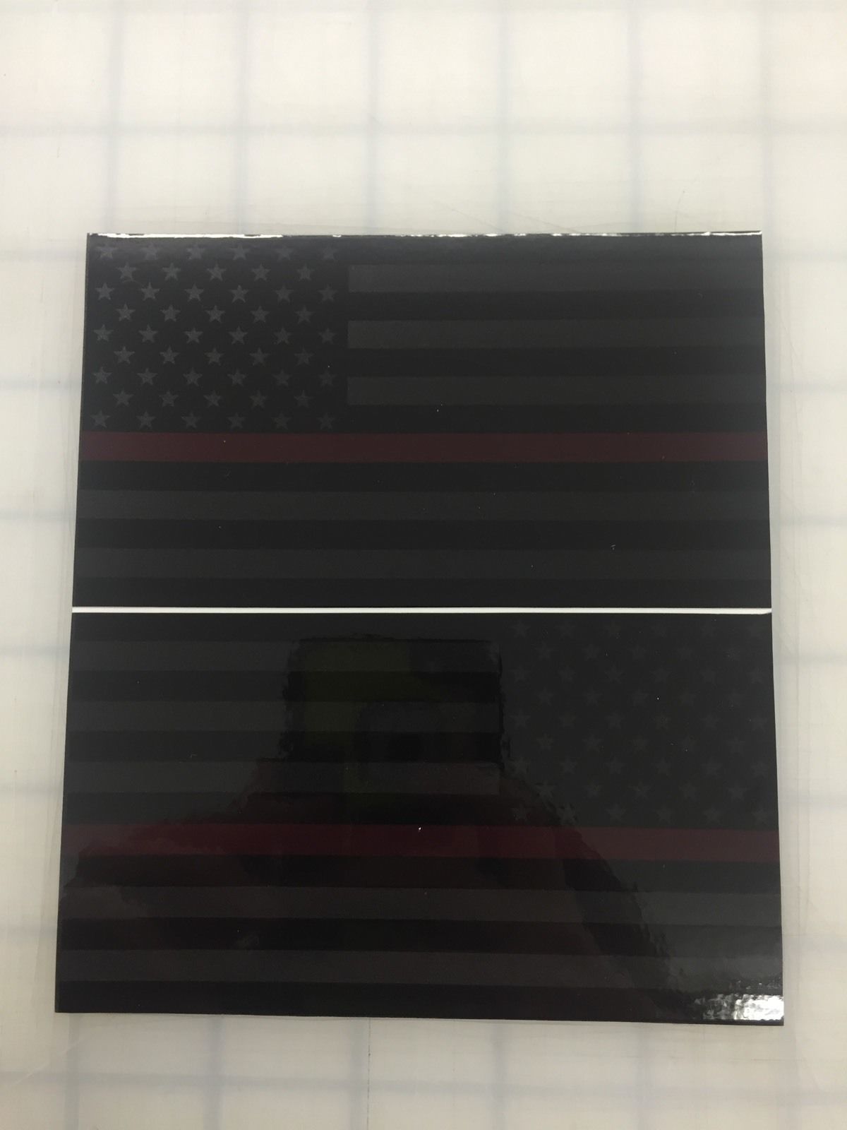 American Flag (Thin Red Line): 5" 3M Reflective Decal Stickers (x2)
