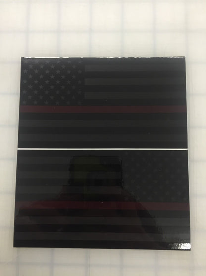 American Flag (Thin Red Line): 5" 3M Reflective Decal Stickers (x2)
