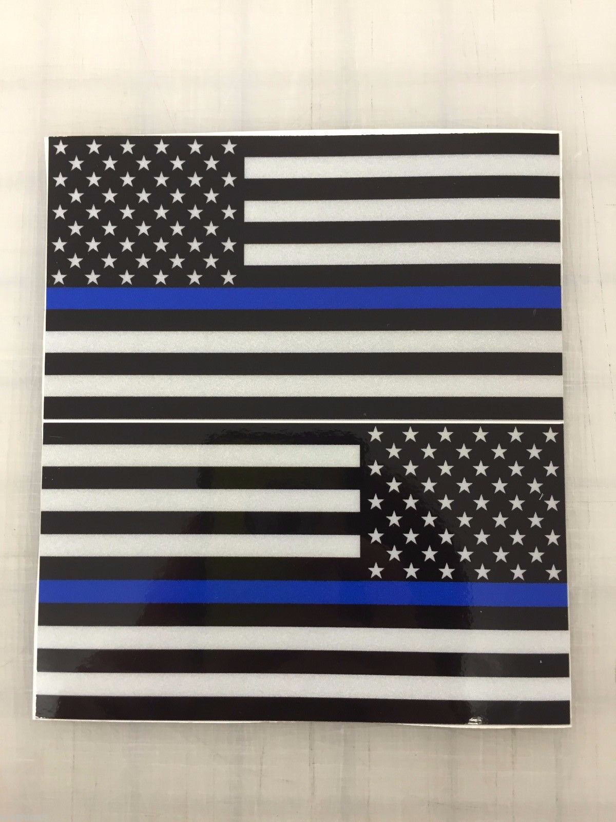 American Flag (Thin Blue Line): 5" 3M Reflective Decal Stickers (x2)