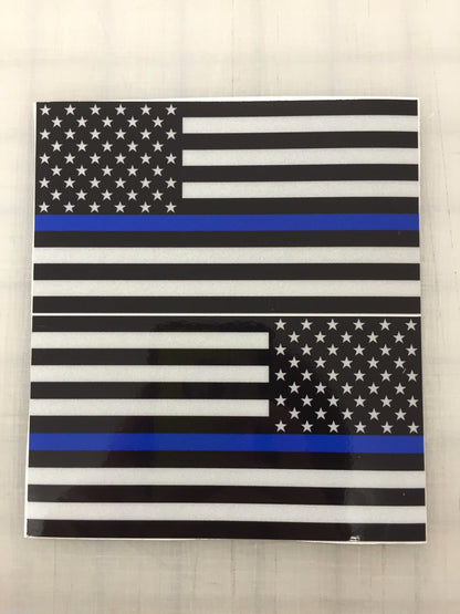 American Flag (Thin Blue Line): 5" 3M Reflective Decal Stickers (x2)