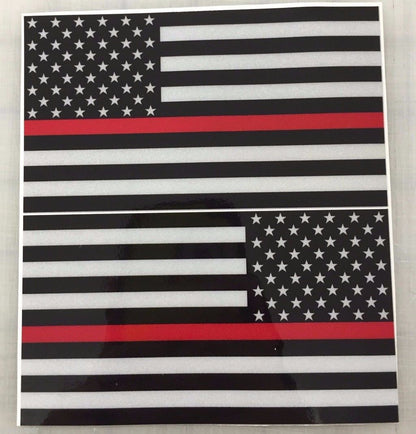 American Flag (Thin Red Line): 5" 3M Reflective Decal Stickers (x2)