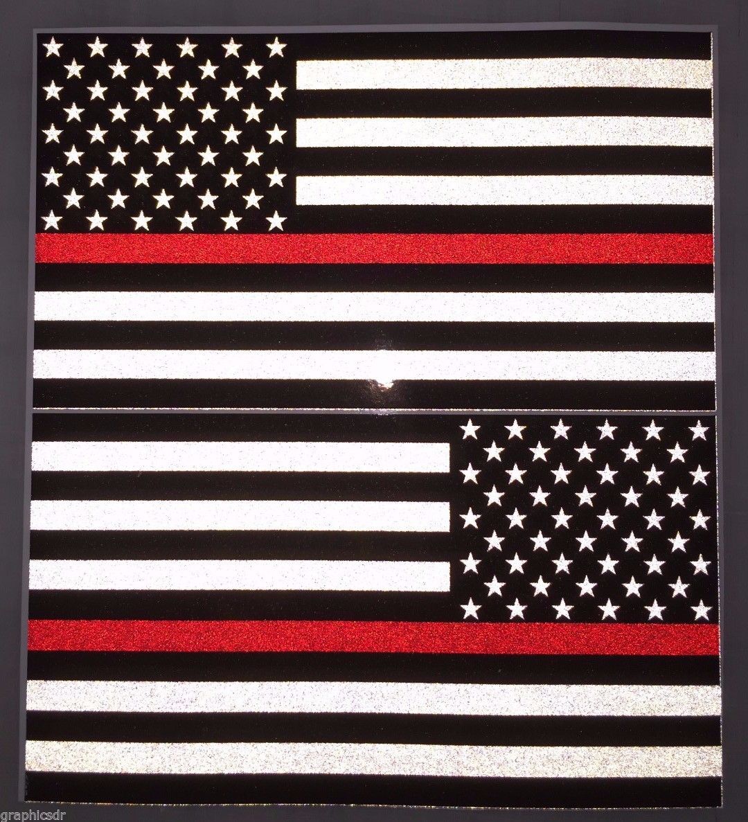 American Flag (Thin Red Line): 5" 3M Reflective Decal Stickers (x2)