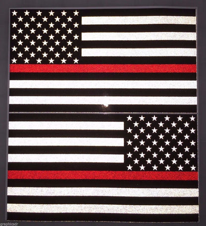 American Flag (Thin Red Line): 5" 3M Reflective Decal Stickers (x2)
