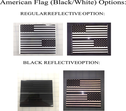 American Flag (Black/White): 5" 3M Reflective Decal Stickers (x2)