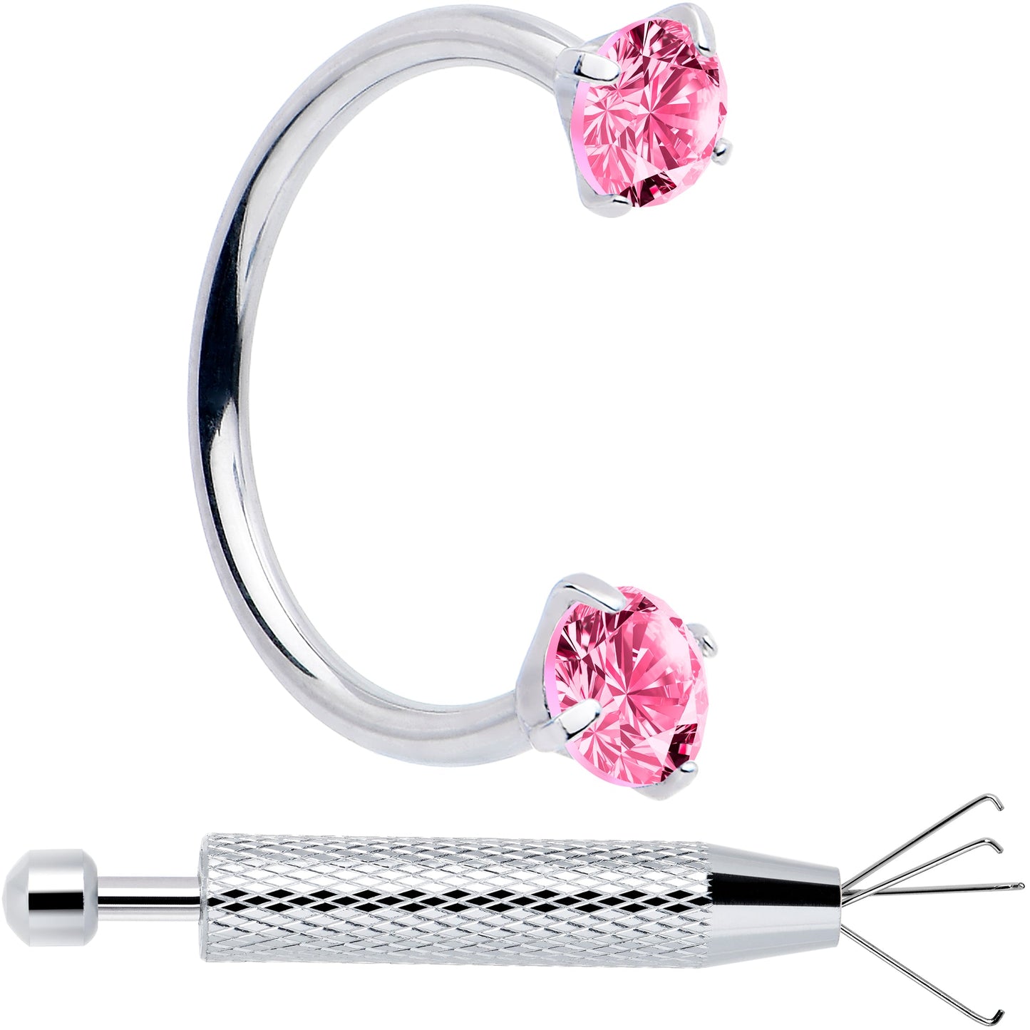 Double Gem Horseshoe Nose Ring Kit with Ball Grabber