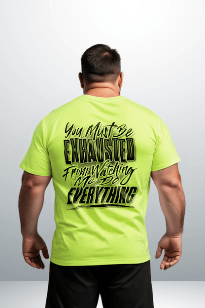 Exhausted - Safety Yellow Pocket T-Shirt