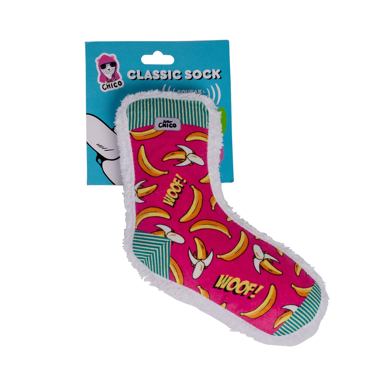 Squeaky Sock Plush Dog Toy – Whimsy Wonders Banana Design