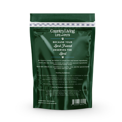 Country Living 4” x 4” Beef Cheek Chip Dog Treats – Chicken Flavor – 5 Count Bag – All-Natural, High-Protein, Long-Lasting Dog Chews