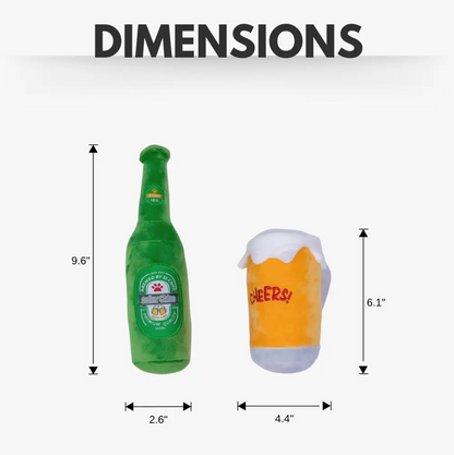 Beers-Cheers Plush Dog Toy Gift Set – with Squeaker & Crinkle Paper for Fun Play