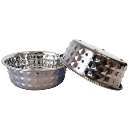 Country Living Set of 2 Hammered Stainless Steel Dog Bowls – Black Pearl