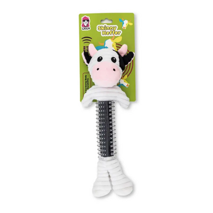 Country Living Thermoplastic Rubber Black & White Cow Plush Dog Toy – with Squeaker & Crinkle Paper