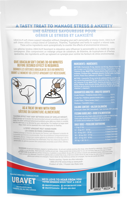 UBAVET UBACALM Calming Soft Chews for Dogs & Cats – Natural Stress & Anxiety Relief