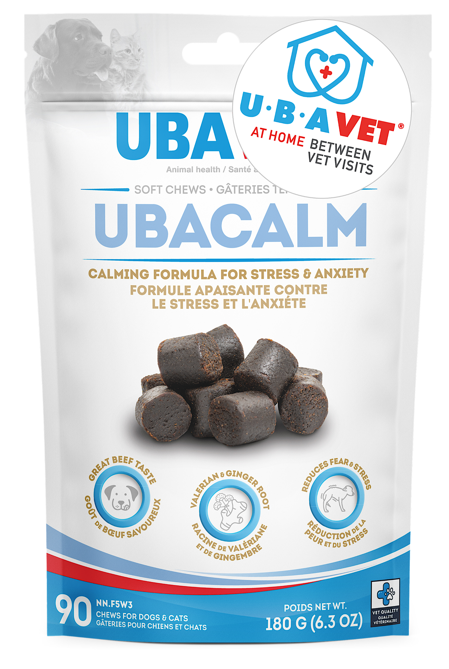 UBAVET UBACALM Calming Soft Chews for Dogs & Cats – Natural Stress & Anxiety Relief