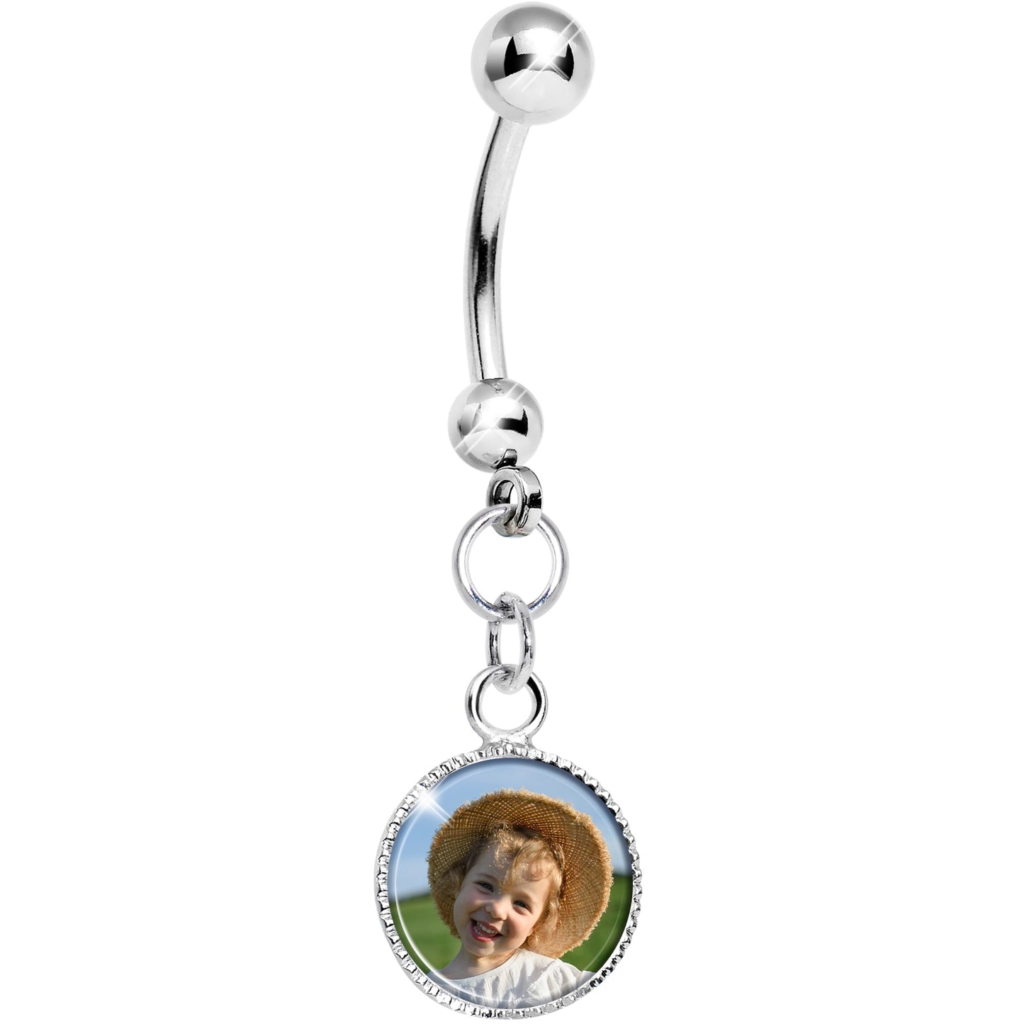 Custom Dangle Full Color Photo Belly Ring