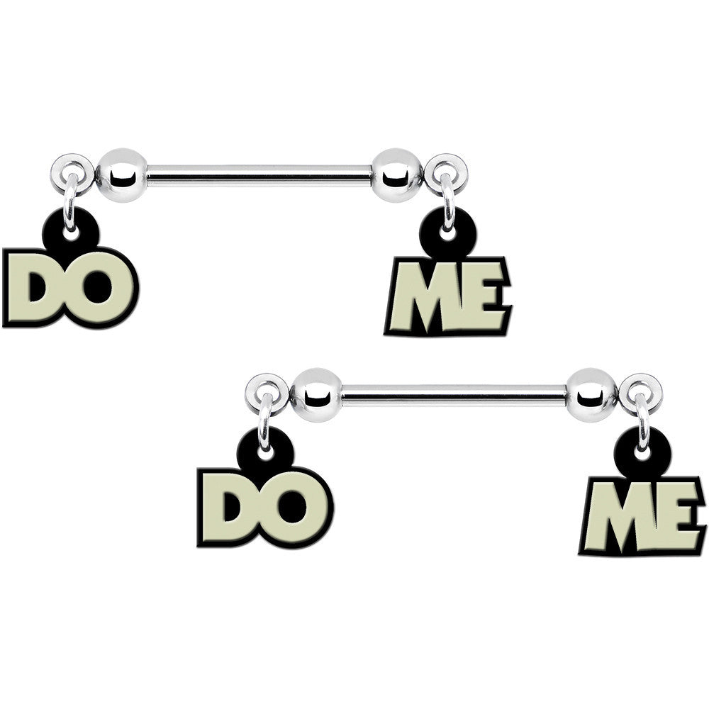 14G 5/8 Glow in the Dark Do Me Nipple Ring Set