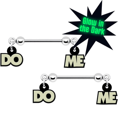 14G 5/8 Glow in the Dark Do Me Nipple Ring Set
