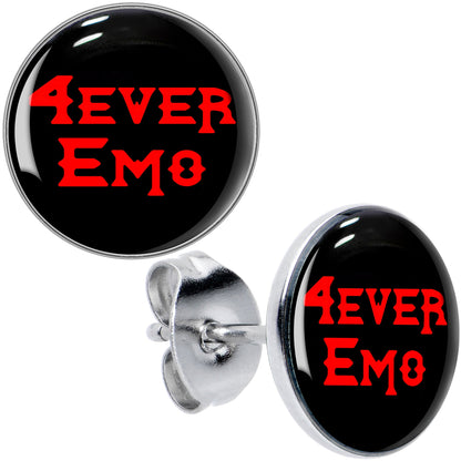 Black Red 4 Ever Emo Stud Earrings by Onyx O
