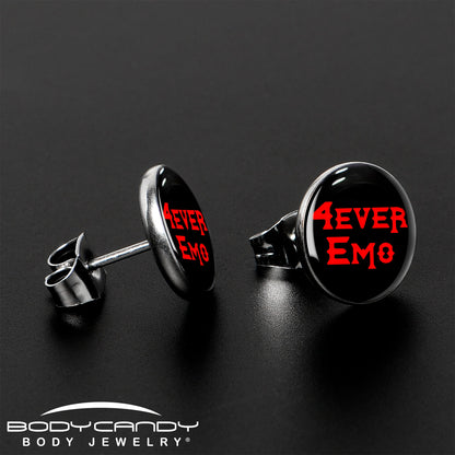 Black Red 4 Ever Emo Stud Earrings by Onyx O