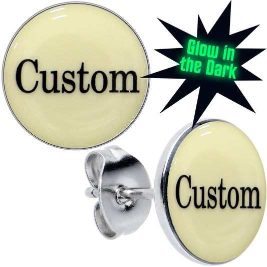 Custom Personalized Glow in the Dark Stud Earrings