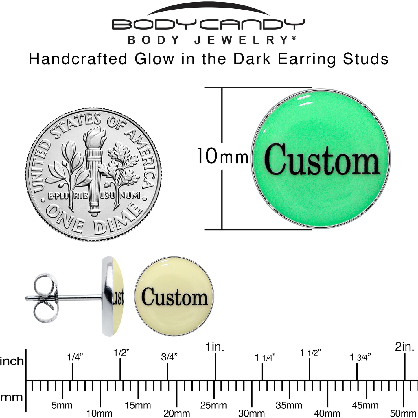 Custom Personalized Glow in the Dark Stud Earrings