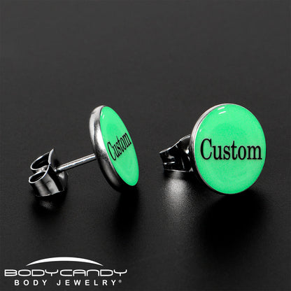 Custom Personalized Glow in the Dark Stud Earrings