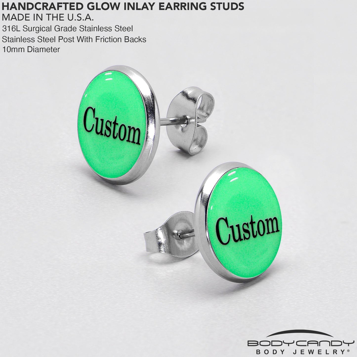 Custom Personalized Glow in the Dark Stud Earrings