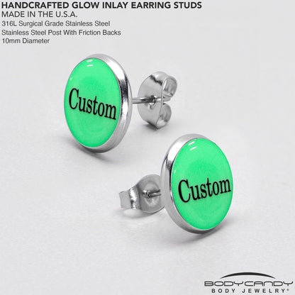 Custom Personalized Glow in the Dark Stud Earrings
