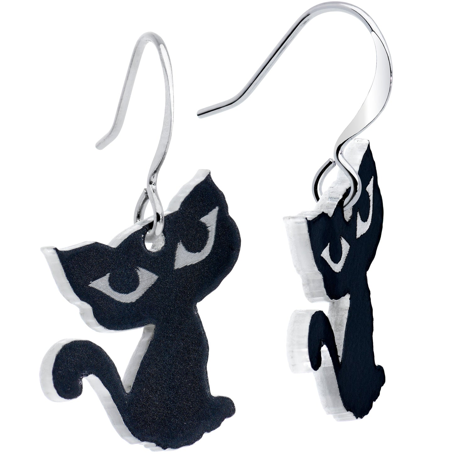 Black Cat Glow in the Dark Fishhook Dangle Earrings