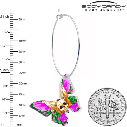 Butterfly Skull Hoop Earrings by Onyx O
