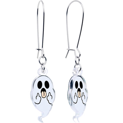 Acrylicious Sassy Spirit Middle Finger Ghost Dangle Earrings by Onyx O
