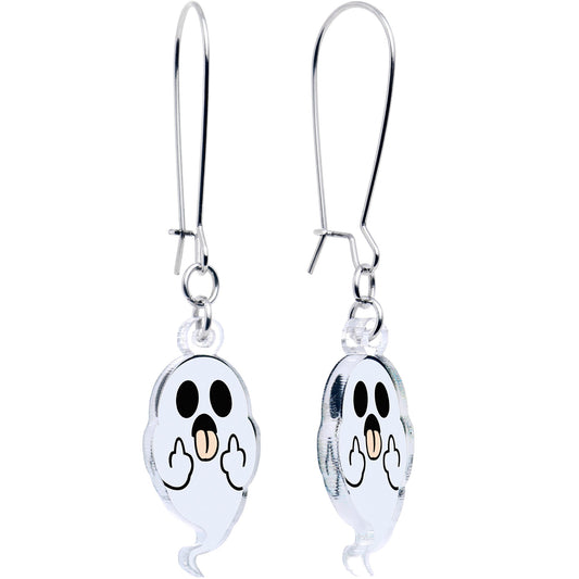Acrylicious Sassy Spirit Middle Finger Ghost Dangle Earrings by Onyx O