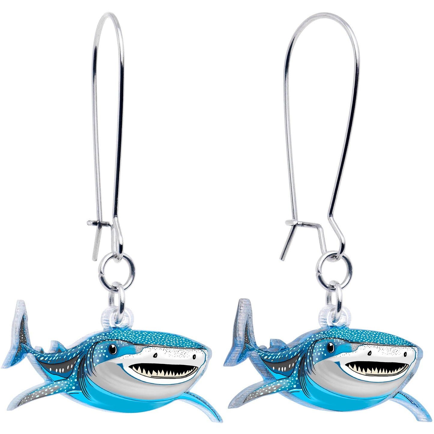 Acrylicious Attack Swimming Shark Dangle  Earrings by Onyx O