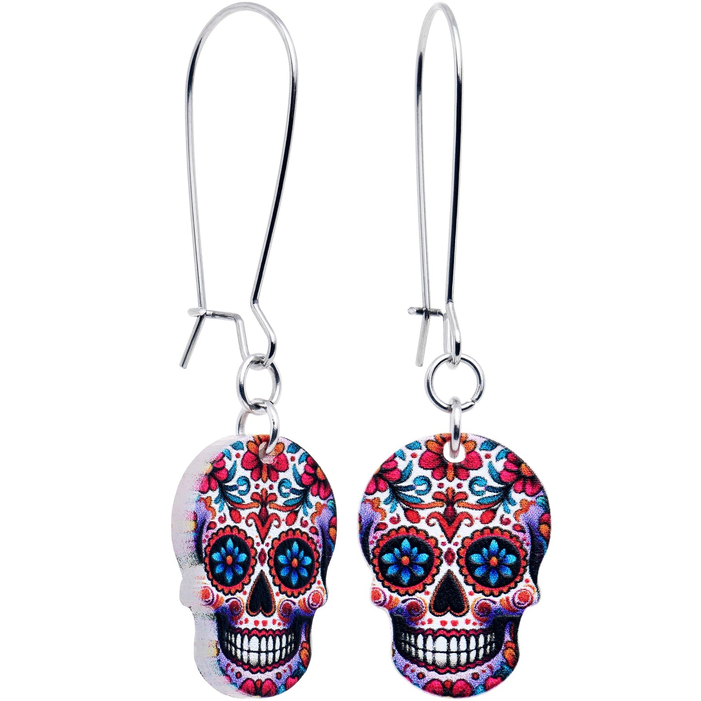 Acrylicious Sugar Skull Double Sided Reversible Skull Earrings