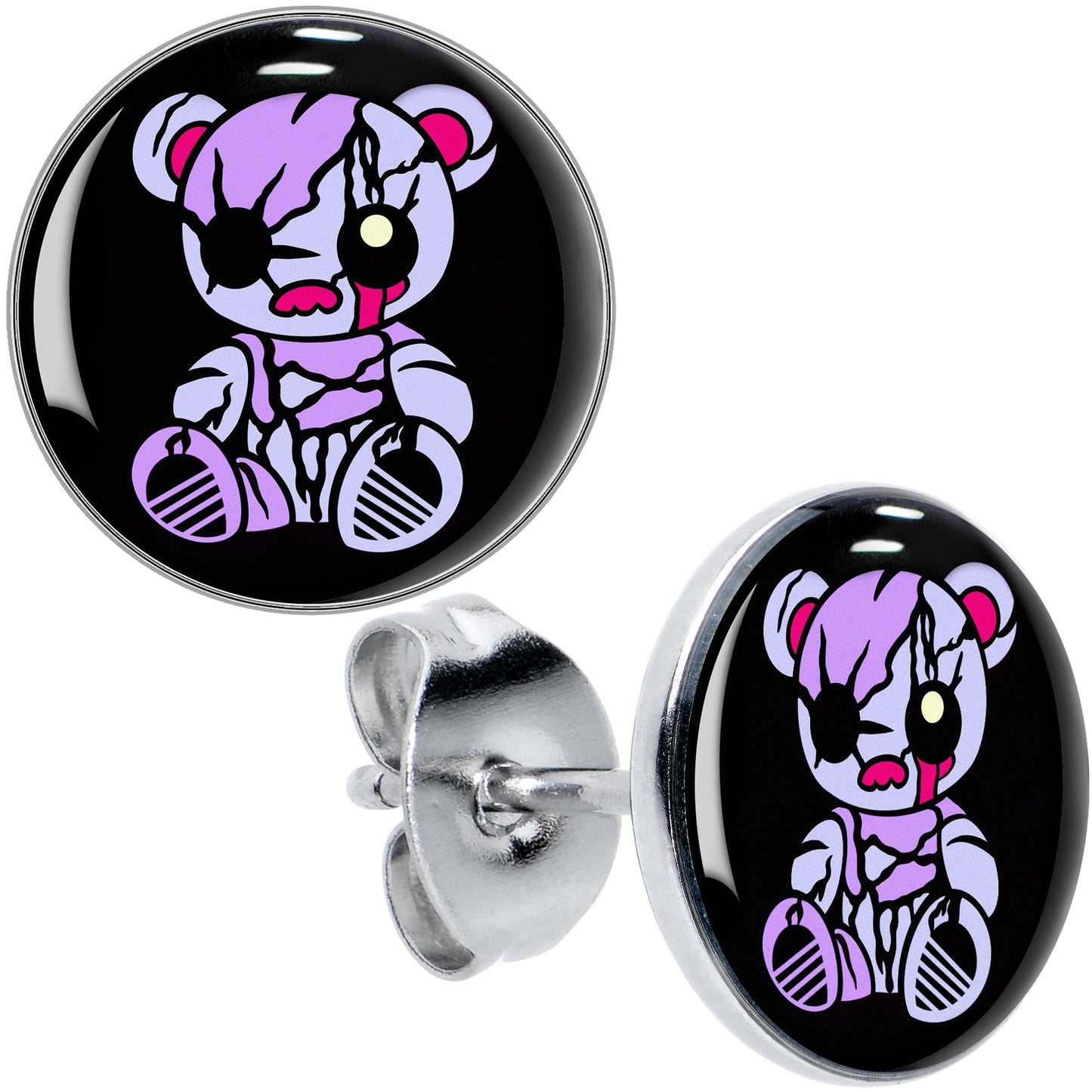Attitude Teddy Bear Stud Earrings by Onyx O