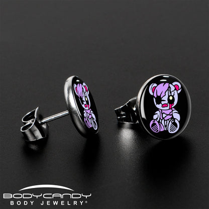 Attitude Teddy Bear Stud Earrings by Onyx O