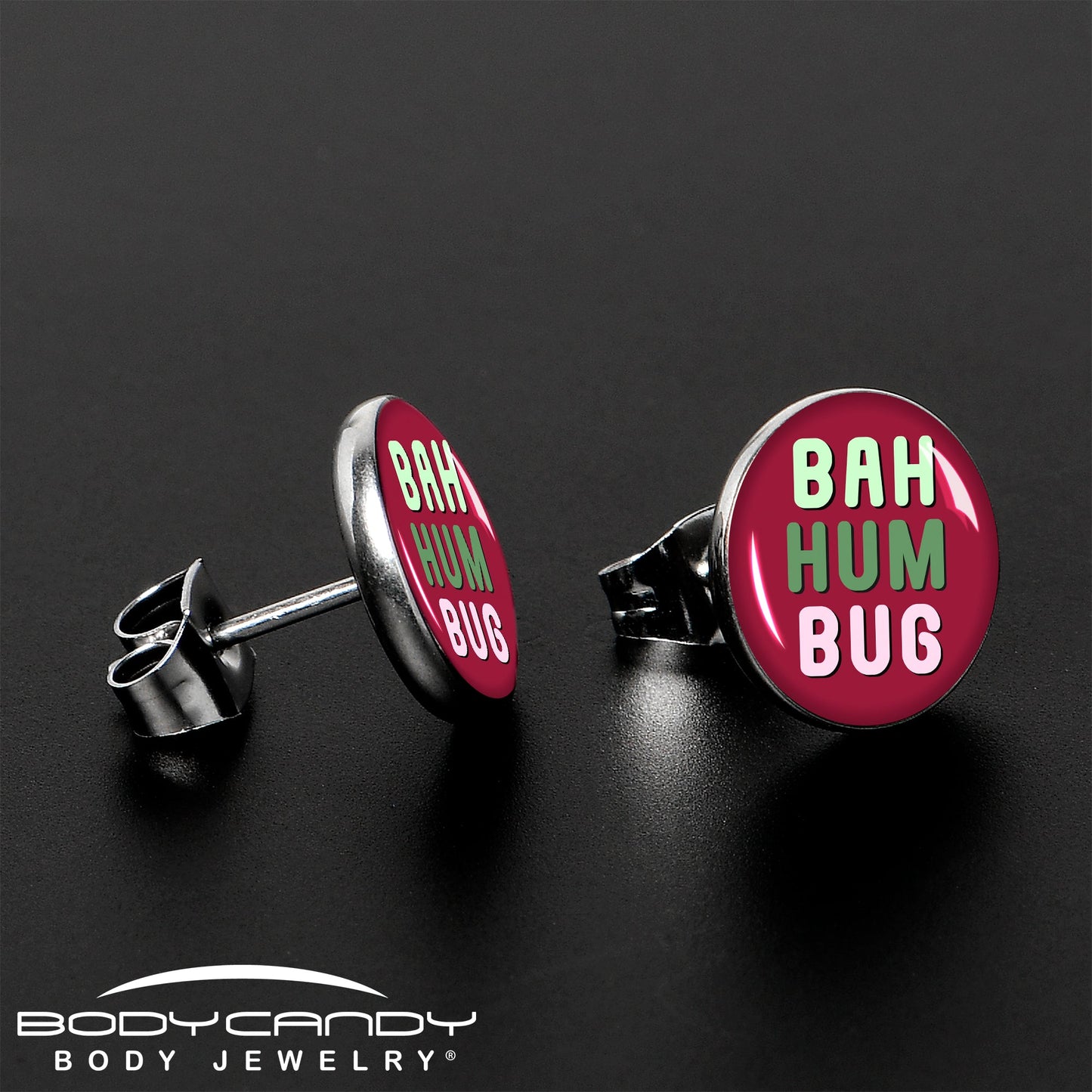 Bah Humbug Holiday Grouch Stud Earrings by Onyx O
