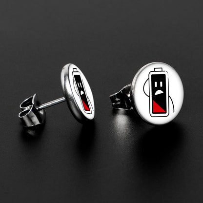 Battery Empty Stud Earrings by Onyx O