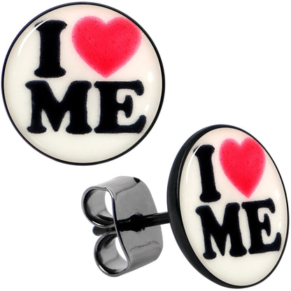 Black Anodized Steel Glow in the Dark Stud Earrings by Onyx O