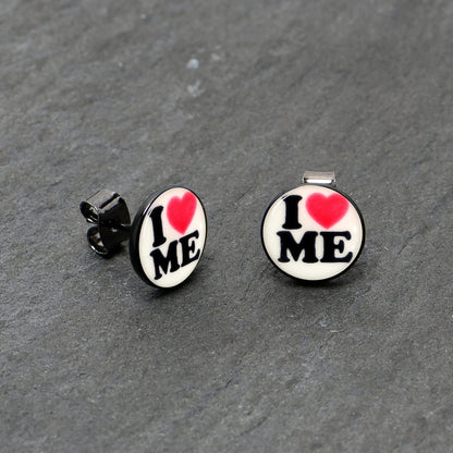 Black Anodized Steel Glow in the Dark Stud Earrings by Onyx O