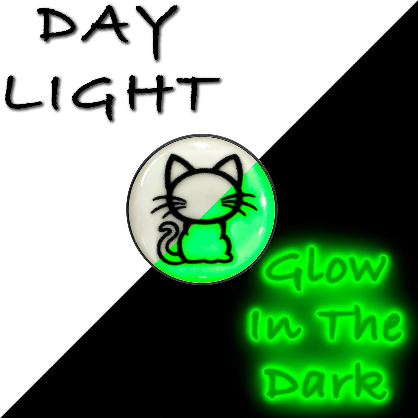 Black Anodized Kitty Cat Glow in the Dark Stud Earrings by Onyx O