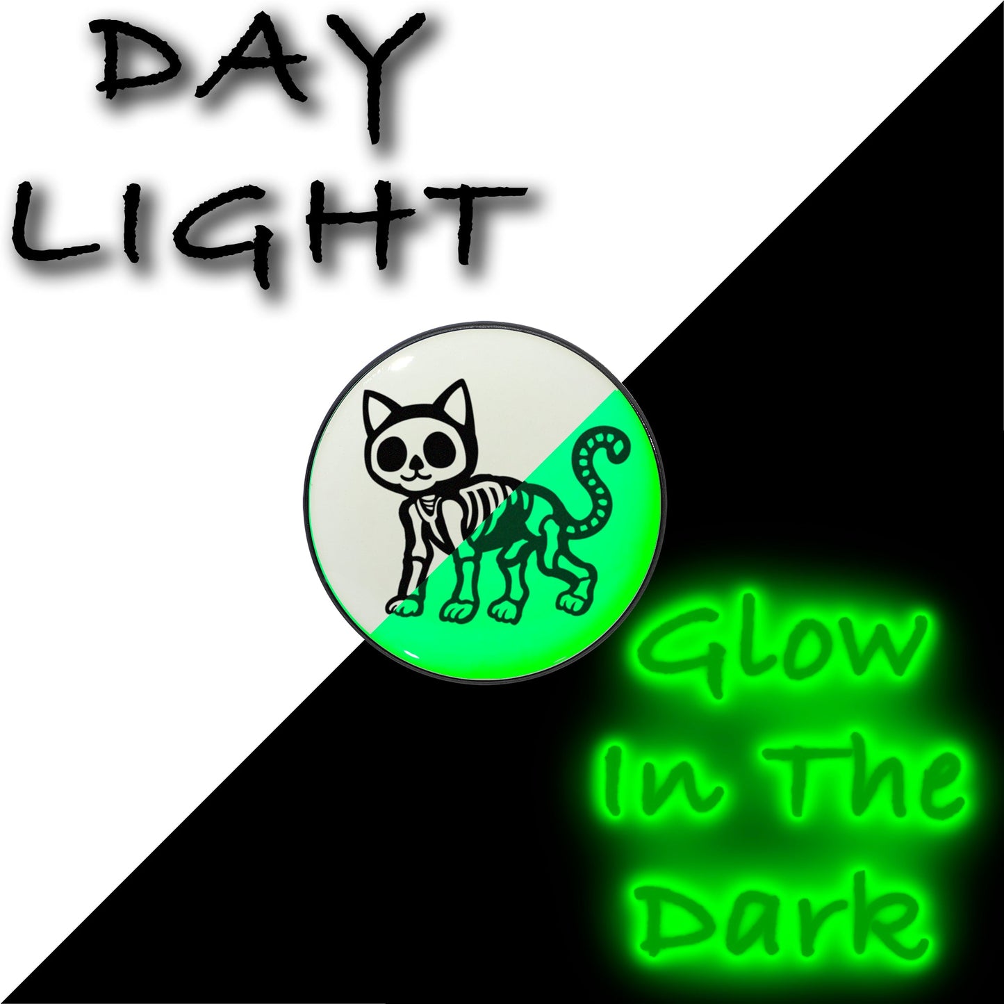 Black Anodized Skeleton Kitty Cat Glow in the Dark Stud Earrings by Onyx O