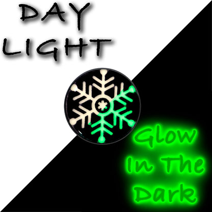 Black Anodized Glow in the Dark Holiday Snowflake Stud Earrings by Onyx O
