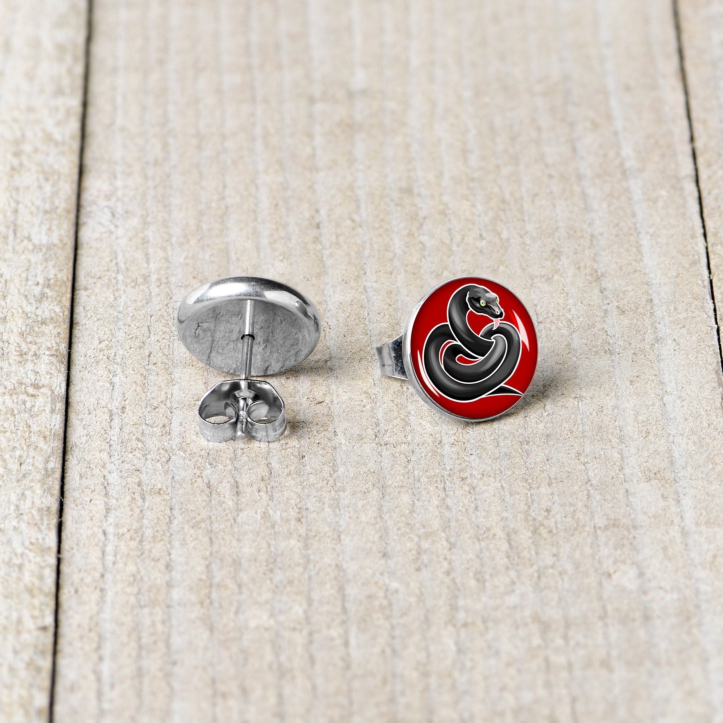 Black Snake Stud Earrings by Onyx O