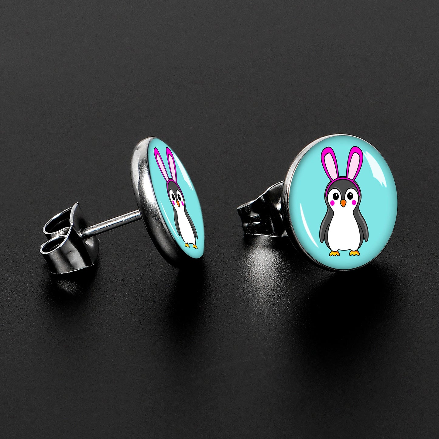 Bunny Penguin Stud Earrings by Onyx O