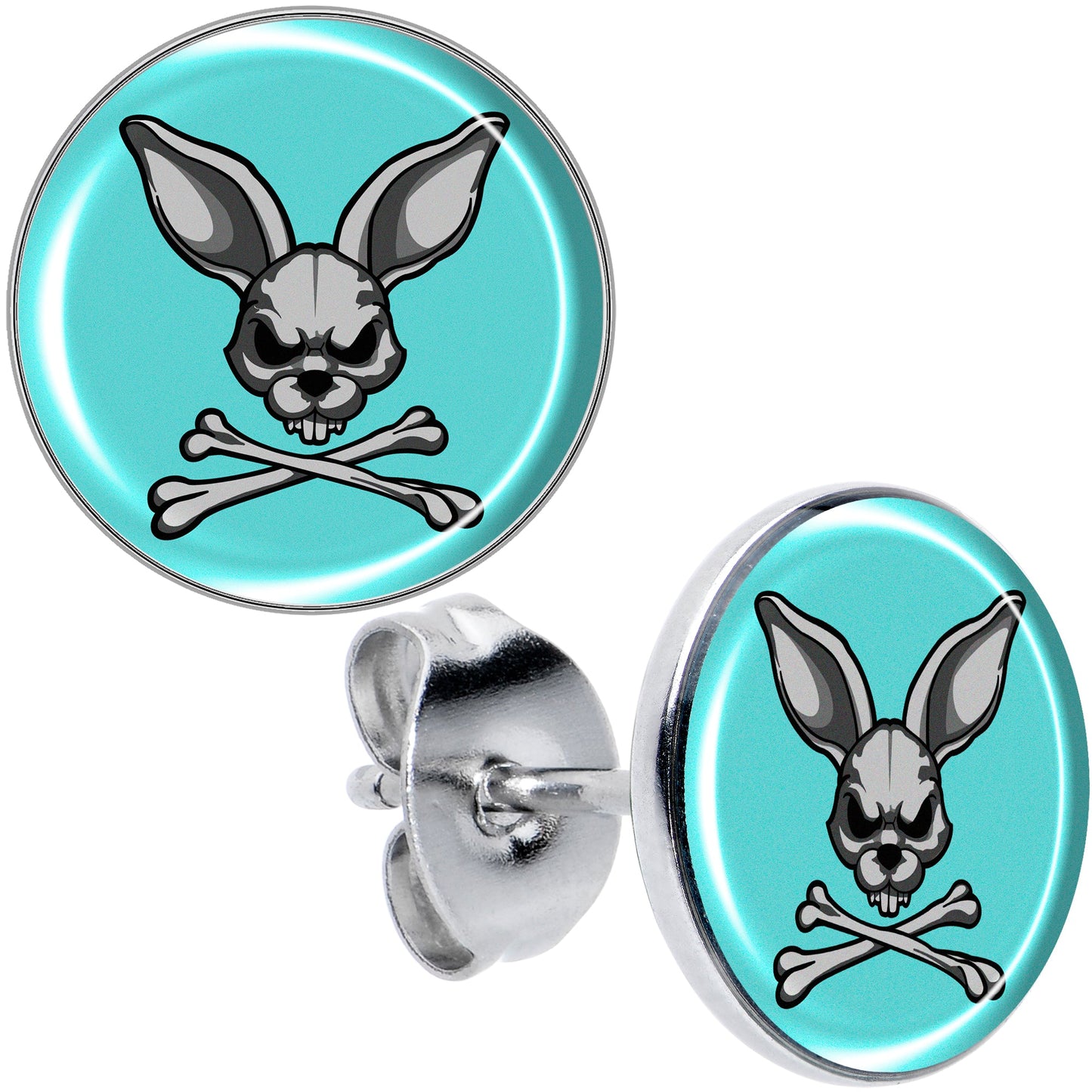 Bunny and Crossbones Stud Earrings by Onyx O