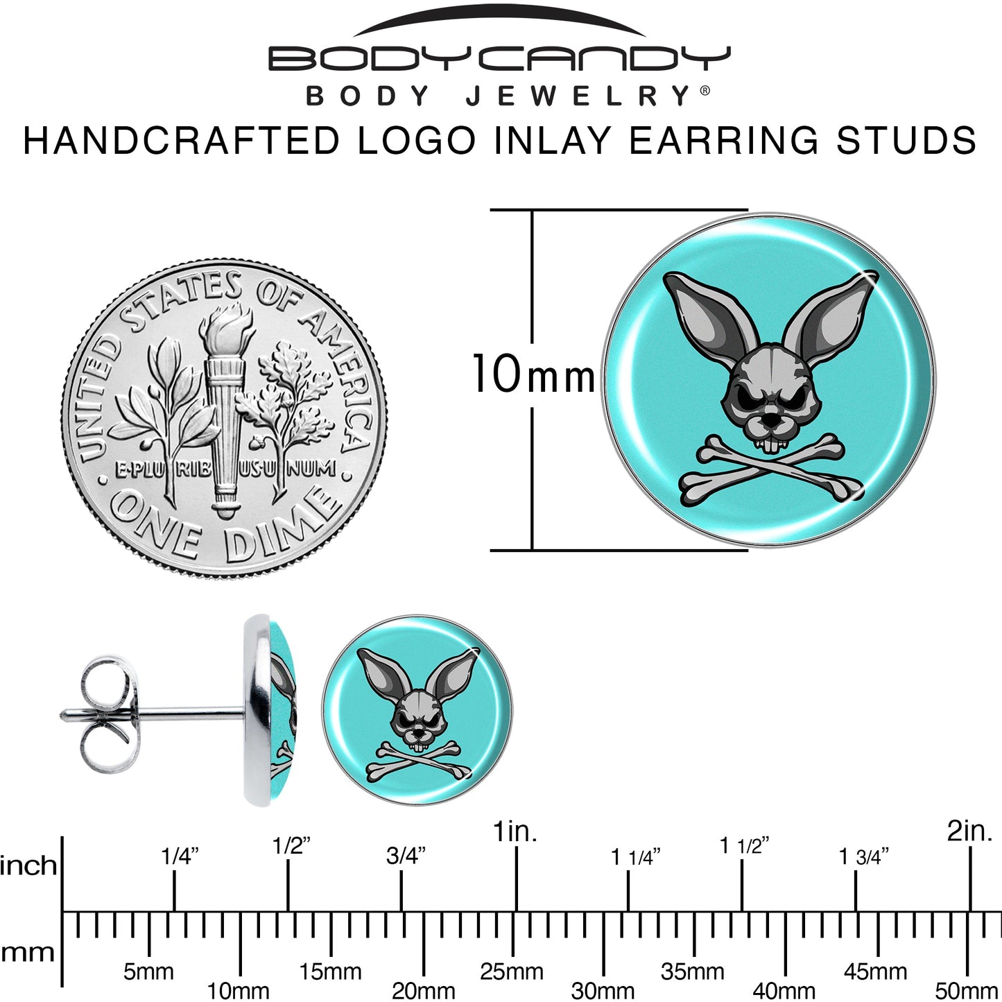 Bunny and Crossbones Stud Earrings by Onyx O